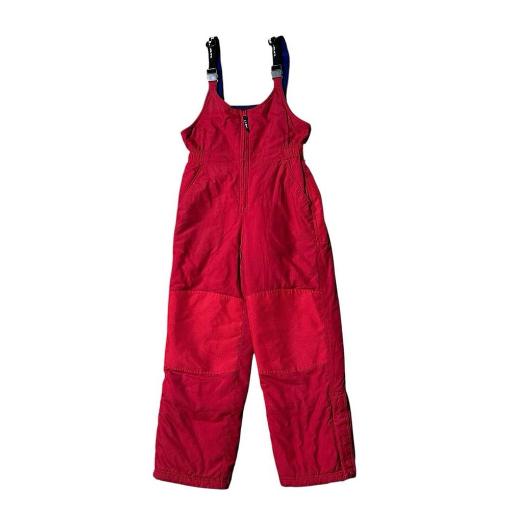 L.L. Bean Kids Snow Pants Bibs Overalls 10 Red Nylon Lined Adjustable Thinsulate